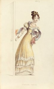 Vestido de noite, placa de moda de Ackermanns Repository of Arts de English School