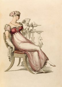 Vestido de noite ou vestido de baile, placa de moda de Ackermanns Repository of Arts de English School