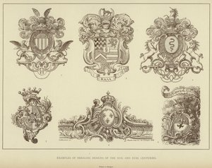 Exemplos de Desenhos Heráldicos dos séculos XVII e XVIII (Litho) de English School