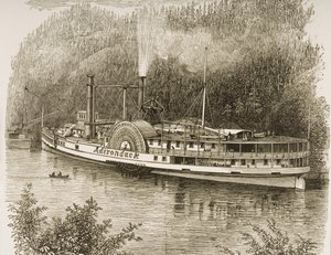 Excursão a vapor no rio Hudson, em c.1870, da American Pictures, publicada pela Sociedade de Tratados Religiosos, 1876 de English School