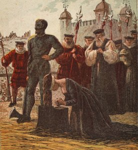 Execução de Lady Jane Grey, pub. 1890 (litografia a cores) de English School