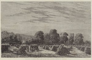 Exposição de Arte Britânica Moderna, um campo de milho, noite (gravura) de English School