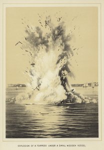 Explosão de um torpedo sob um pequeno vaso de madeira de English School