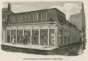 Exterior, de, a, real, olímpico, teatro, wych, rua, perto, Drury, pista, londres de English School