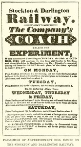 Fac-Simile of Bill publicitário emitido pela Stockton and Darlington Railway de English School