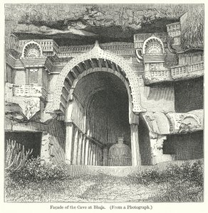 Fachada da gruta de Bhaja (gravura) de English School