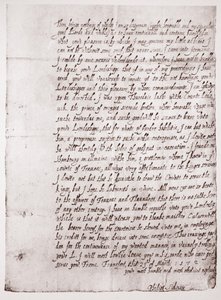 Fac-símile de Philip Sidneys com 18 anos, 23 de março de 1572 de English School