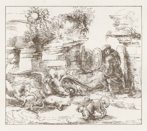 Fac-símile de um Estudo de Leonardo da Vinci (gravura) de English School