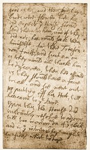 Fac-símile de uma página de notas Sir Ralph Verneys no Parlamento Longo de Memórias da Família Verney (foto sépia) de English School