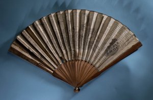 Fan retratando um mapa de Bath, c.1790 (folha de papel impresso e madeira)