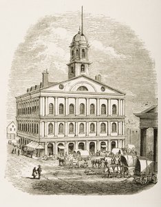 Faneuil Hall, Boston, em c.1870, de &39;American Pictures&39; publicado pela Sociedade de Tratados Religiosos, 1876 de English School
