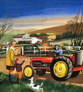 Agricultor dirigindo um trator de English School