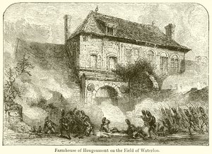 Casa de fazenda de Hougoumont no campo de Waterloo de English School