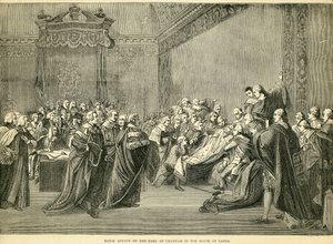 Apreensão fatal do conde de Chatham na Câmara dos Lordes, 1778 de English School