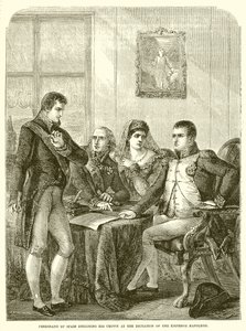 Fernando de Espanha renunciando a sua coroa no Ditado do Imperador Napoleão de English School