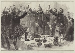 Festival da Sociedade das Highlands, a Saúde do Duque de Rothsay, com Honras das Highlands (gravura) de English School