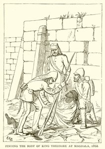 Encontrando o corpo do rei Theodore em Magdala, 1868 de English School