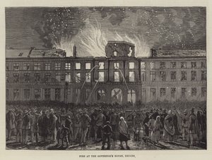 Incêndio na Casa do Governador, Bruges (gravura) de English School