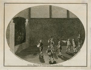Fives, jogou na quadra de tênis, Leicester Fields de English School