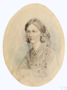 Florence Nightingale, depois de uma fotografia de Lenthall, 1956 (lápis e papel) de English School