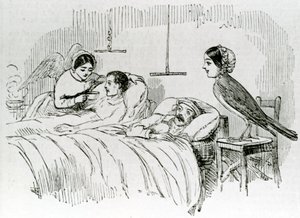 Florence Nightingale e um dos seus anjos ministrantes na Crimeia de English School
