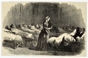 Florence Nightingale no Hospital Barrack, Scutari, 1855 de English School