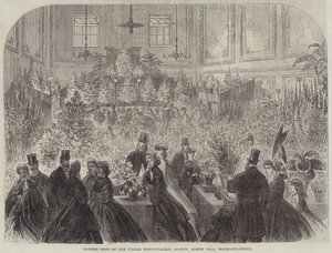 Show de Flores da Sociedade Unida de Horticultura, Albion Hall, Moorgate-Street (gravura) de English School