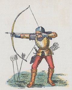 Arqueiro de pé com arco longo de English School