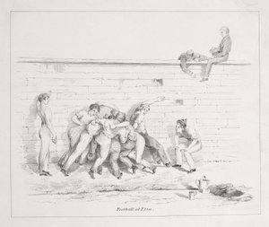 Futebol em Eton (bw litho) de English School