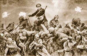 Para a glória do Raj: tropas indianas cobrando as trincheiras alemãs em Neuve Chapelle, março de 1915, 1914-19 de English School