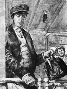 Durante anos Joseph Conrad navegou pelos oceanos do mundo no serviço mercantil britânico (litho) de English School