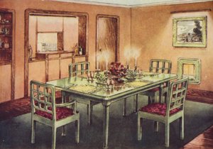 Sala de jantar formal (lito a cores) de English School