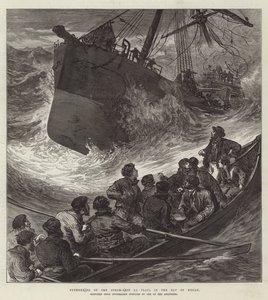 Fundação do navio a vapor La Plata no Golfo da Biscaia (gravura) de English School