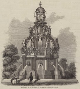 Fonte a ser erguida em frente ao Holyrood Palace (gravura) de English School