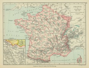 A França nos departamentos (litografia a cores) de English School
