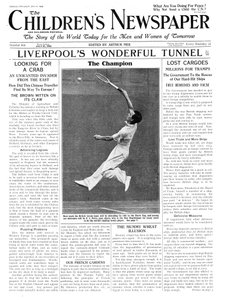 Fred Perry, primeira página do &39;The Children&39;s Newspaper&39;, julho de 1934 (papel de jornal)