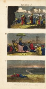 Frederick Horneman lendo o Corão aos Berberes de Siwa Oasis 13, uma caravana saudando o Sultão de Fezzan 14, e um viajante deixado para trás no deserto de English School