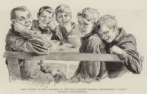 Jantares Gratuitos para Crianças Pobres na Missão do Rei Eduardo, Whitechapel, "depois" (gravura) de English School