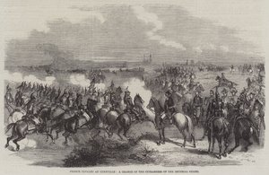 Cavalaria Francesa em Luneville, um Cargo dos Cuirassiers da Guarda Imperial (gravura) de English School
