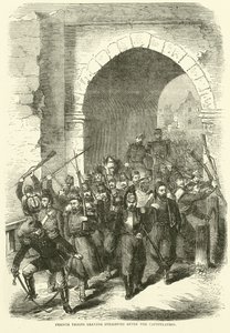 Tropas francesas deixando Estrasburgo após a capitulação, setembro de 1870 de English School