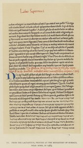 Do Lactantius, impresso no Mosteiro de Subiaco, perto de Roma, em 1465 (litho) de English School