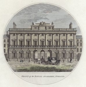 Front of The Royal Academy, Strand, Londres (gravura colorida) de English School