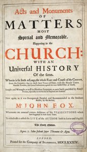 Frontispício, de Atos e Monumentos de John Foxe, nona edição, pub. 1684 de English School