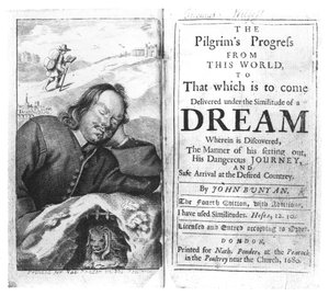 Frontispício do progresso dos peregrinos pelo bar de John Bunyan (1628-88). em 1680 de English School