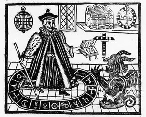 Frontispício da Tragicall História da Vida e Morte do Doutor Fausto, por Christopher Marklin, c.1616 de English School