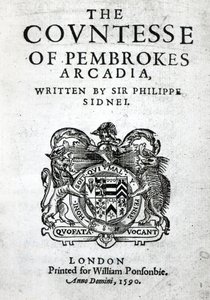 Frontispiece à condessa de Pembrokes Arcadia pelo senhor Philip Sidney, 1590 de English School