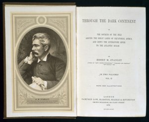 Frontispício para o Continente Negro, de Henry M. Stanley, publicado em 1878 de English School