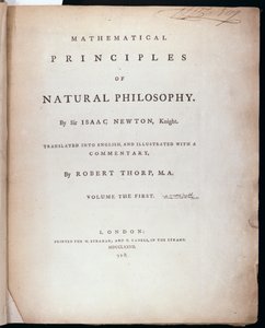 Frontispício do Volume I dos Princípios Matemáticos da Filosofia Natural de Sir Isaac Newton (1642-1727) 1777 de English School
