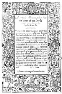 Frontispício para um calendário romano, 1591 de English School