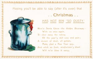 Caixote de lixo cheio, cartão de Natal de English School